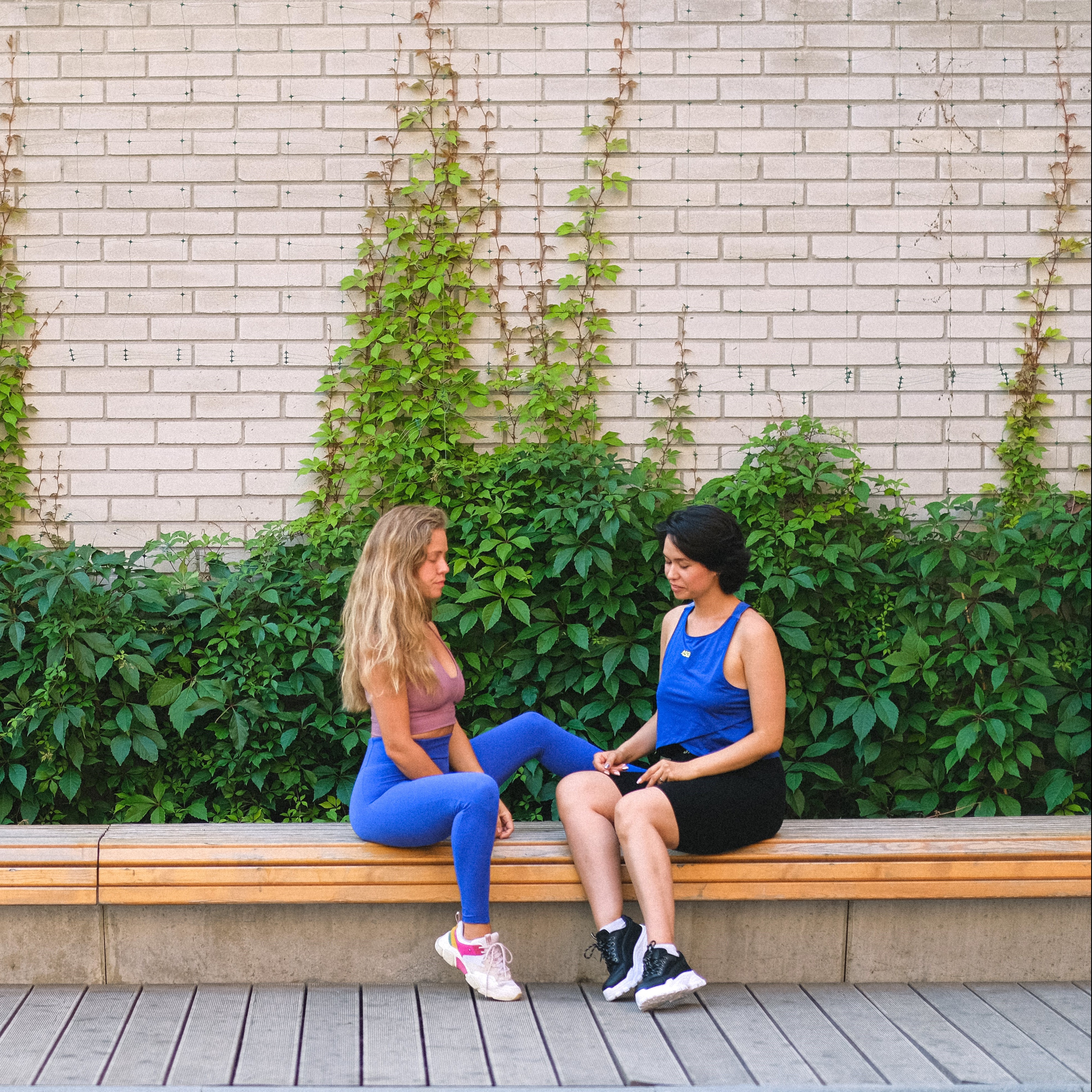 people outside in gymclothes